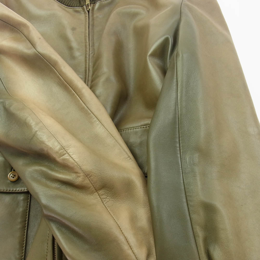 HERMES エルメス CLAIRジップ ジップアップ レザー ブルゾン ジャケット ブラウン系 50【中古】