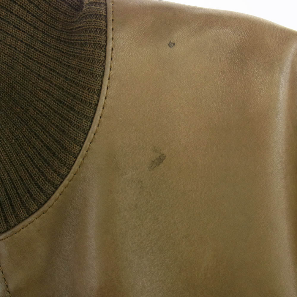 HERMES エルメス CLAIRジップ ジップアップ レザー ブルゾン ジャケット ブラウン系 50【中古】