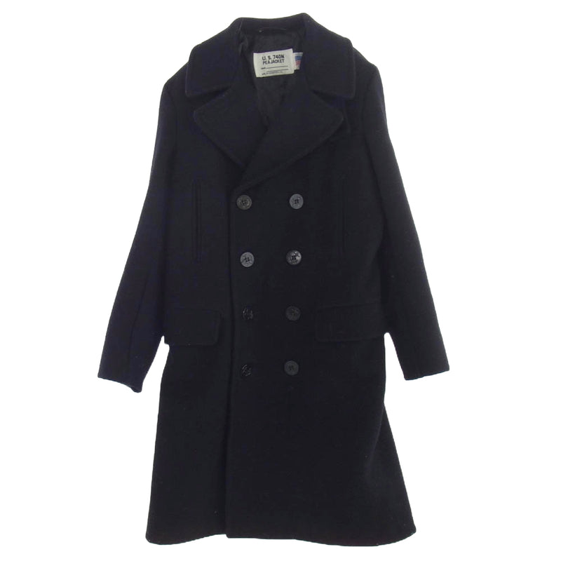 schott ショット 714US LONG MELTON PEACOAT ロング メルトン ウール ピーコート ブラック系 S【中古】
