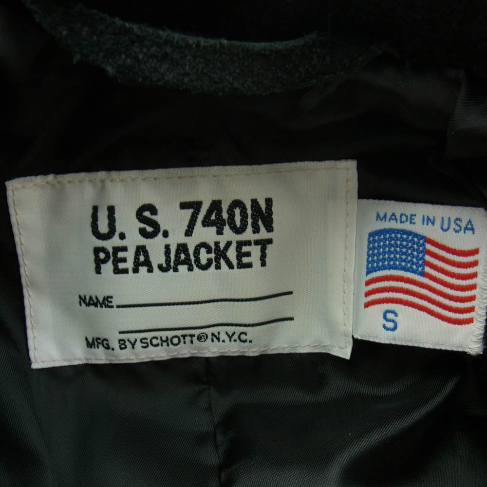 schott ショット 714US LONG MELTON PEACOAT ロング メルトン ウール ピーコート ブラック系 S【中古】