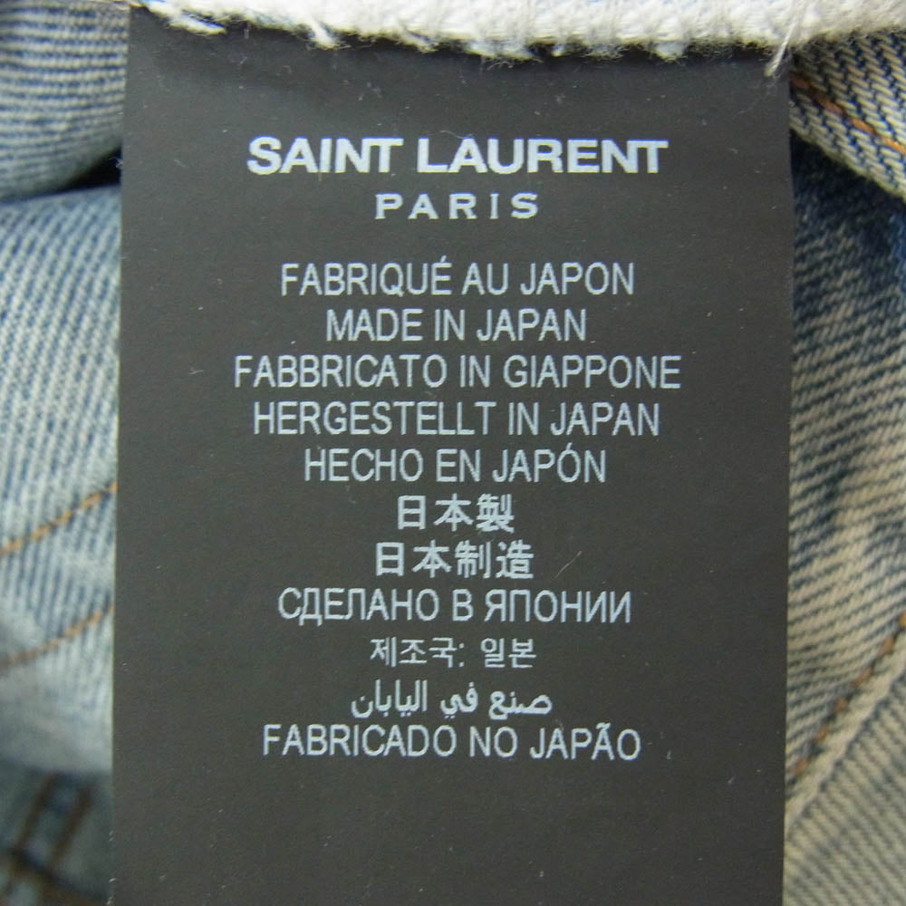 SAINT LAURENT サンローラン 670614 Y372K ダメージ加工 ストレート デニム パンツ インディゴブルー系 29【中古】
