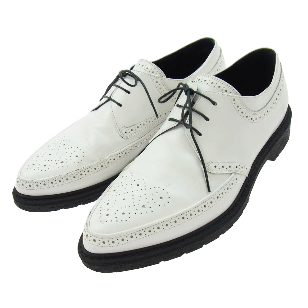 CELINE セリーヌ 190009-854 クリーパー ウィングチップ レースアップ レザー シューズ ホワイト系 41【中古】
