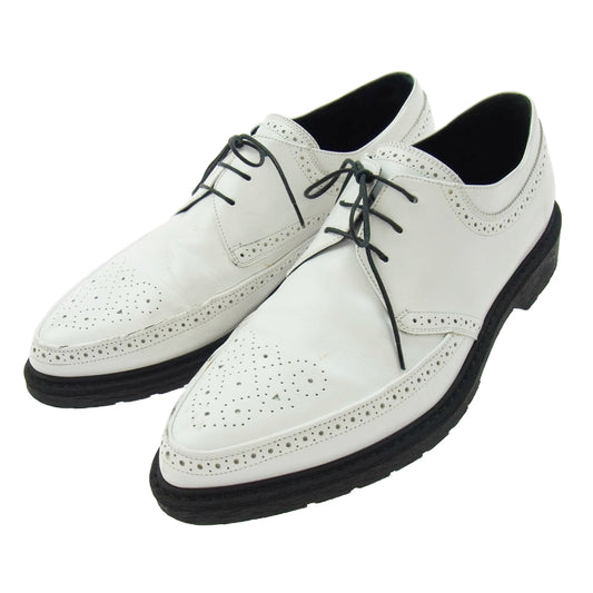 CELINE セリーヌ 190009-854 クリーパー ウィングチップ レースアップ レザー シューズ ホワイト系 41【中古】