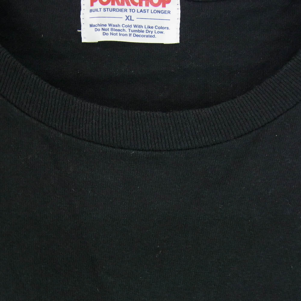 PORKCHOP ポークチョップ ロゴプリント ポケット 長袖 カットソー ロングスリーブ Tシャツ ロンT ブラック系 XL【中古】