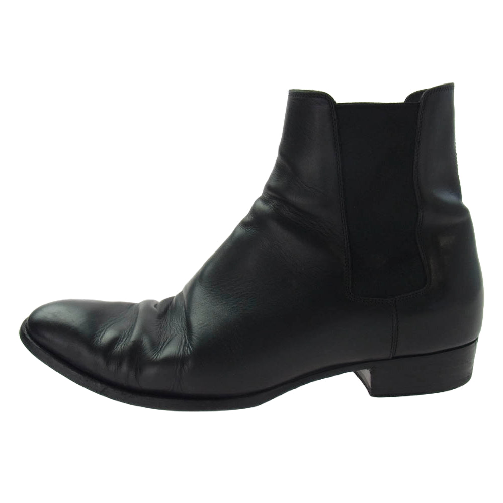 SAINT LAURENT サンローラン 592438 wyatt chelsea boots レザー サイドゴア チェルシー ブーツ ブラック系 43【中古】