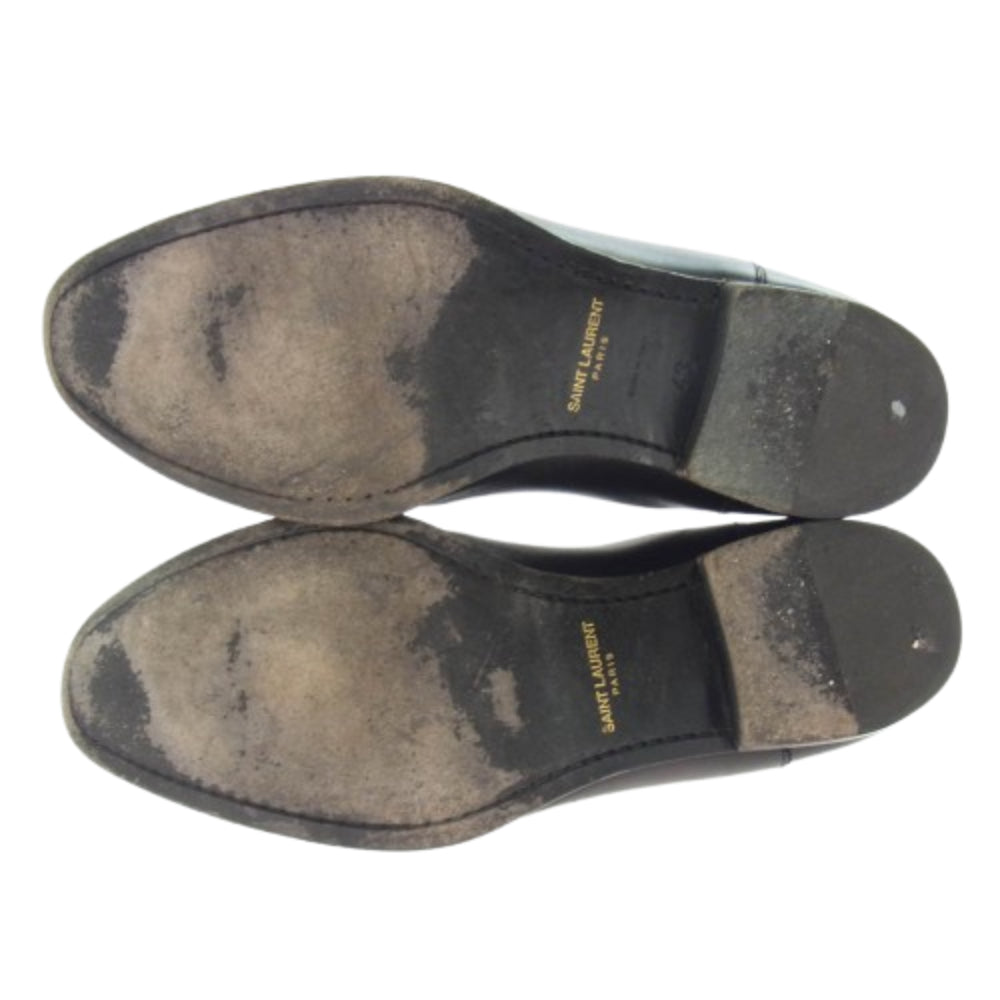 SAINT LAURENT サンローラン 592438 wyatt chelsea boots レザー サイドゴア チェルシー ブーツ ブラック系 43【中古】