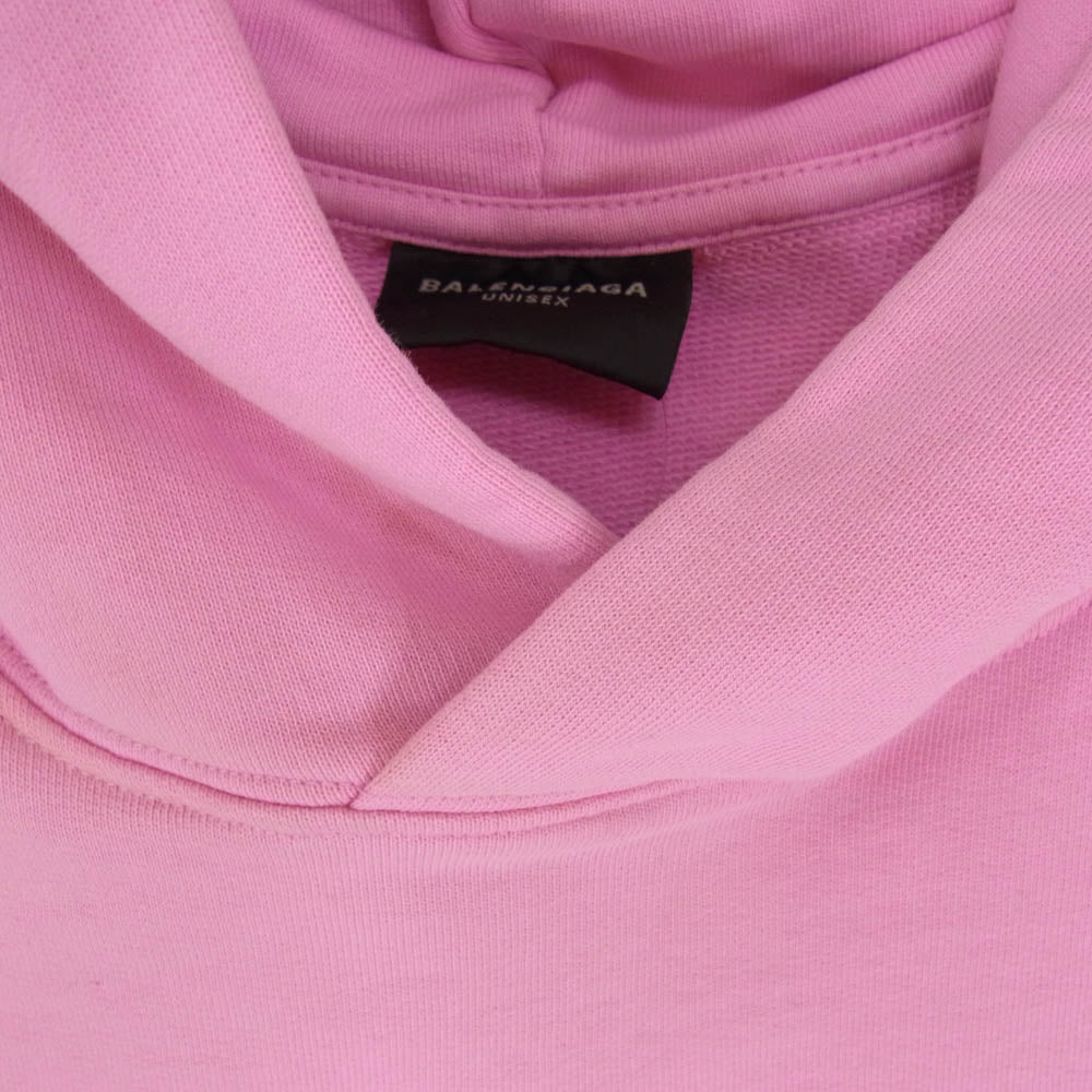 BALENCIAGA バレンシアガ 23SS 739024 TOVF3 ダスト加工 ユーズド加工 ラージフィット バックロゴ刺繍 プルオーバー フーディ パーカー ピンク系 3【極上美品】【中古】