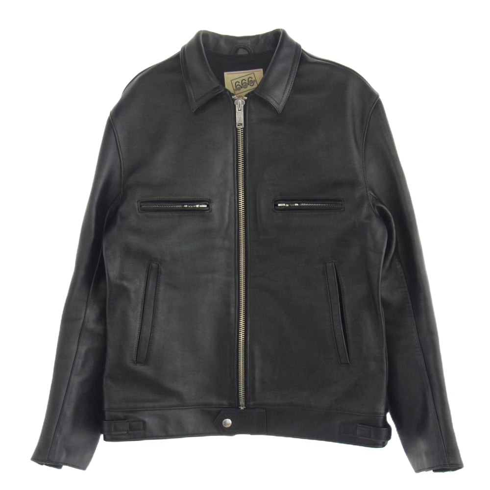 トリプルシックス LJM-17TF タイトフィット シングル ライダースジャケット ブラック系 38【中古】