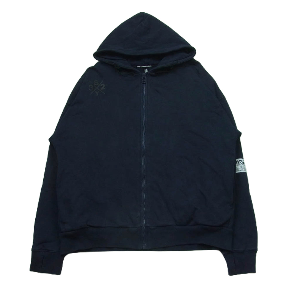 エスワイサーティートゥー 11512 SWEET YEARS スウィートイヤーズ ロゴ ジップアップ フーディ パーカー ダークネイビー系 XL【中古】