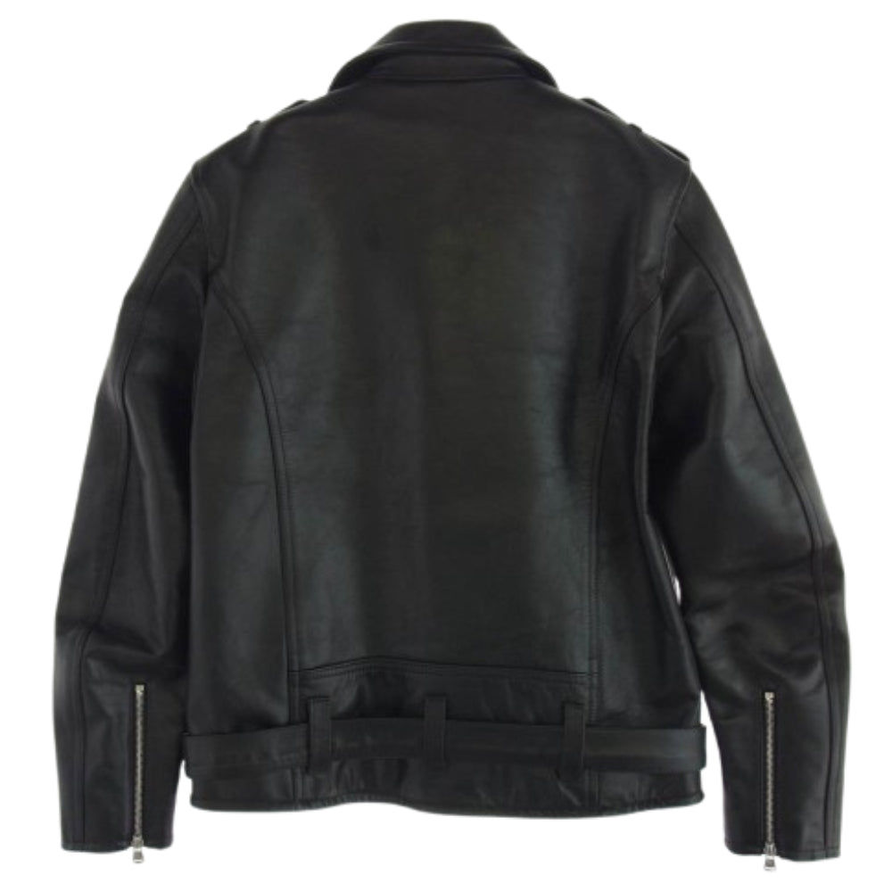 ISAMUKATAYAMA BACKLASH イサムカタヤマバックラッシュ 2019-01 レザー 牛革 RED LINE クロム鞣し ステア レザー ジャパン カウ ライトニング ダブル ライダース ジャケット ブラック系 M【美品】【中古】