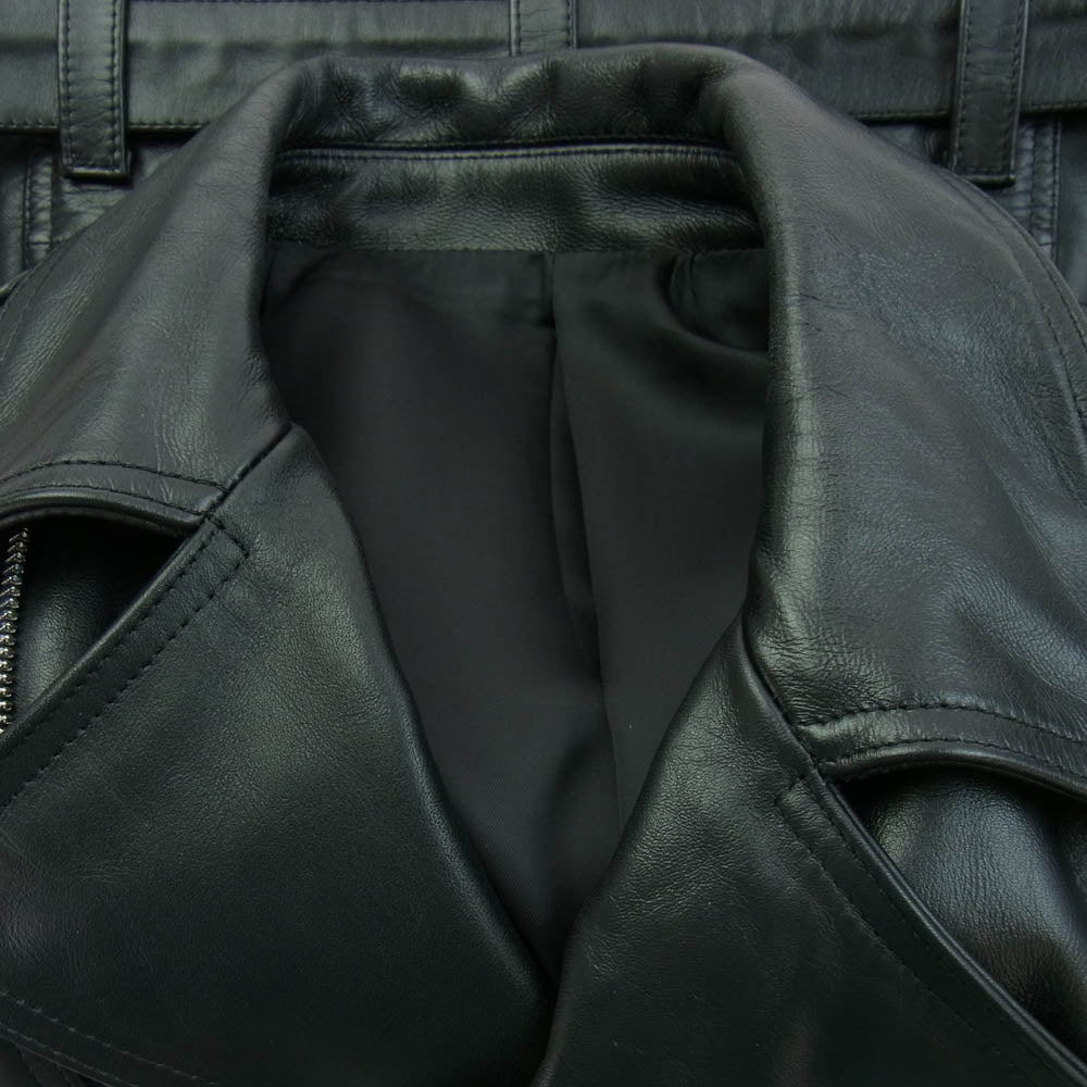 ISAMUKATAYAMA BACKLASH イサムカタヤマバックラッシュ 2019-01 レザー 牛革 RED LINE クロム鞣し ステア レザー ジャパン カウ ライトニング ダブル ライダース ジャケット ブラック系 M【美品】【中古】