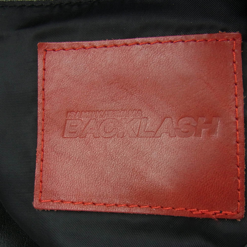 ISAMUKATAYAMA BACKLASH イサムカタヤマバックラッシュ 2019-01 レザー 牛革 RED LINE クロム鞣し ステア レザー ジャパン カウ ライトニング ダブル ライダース ジャケット ブラック系 M【美品】【中古】