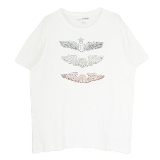 POLO RALPH LAUREN ポロ・ラルフローレン DENIM & SUPPLY デニムアンドサプライ フロント プリント Tシャツ ホワイト系 L【中古】