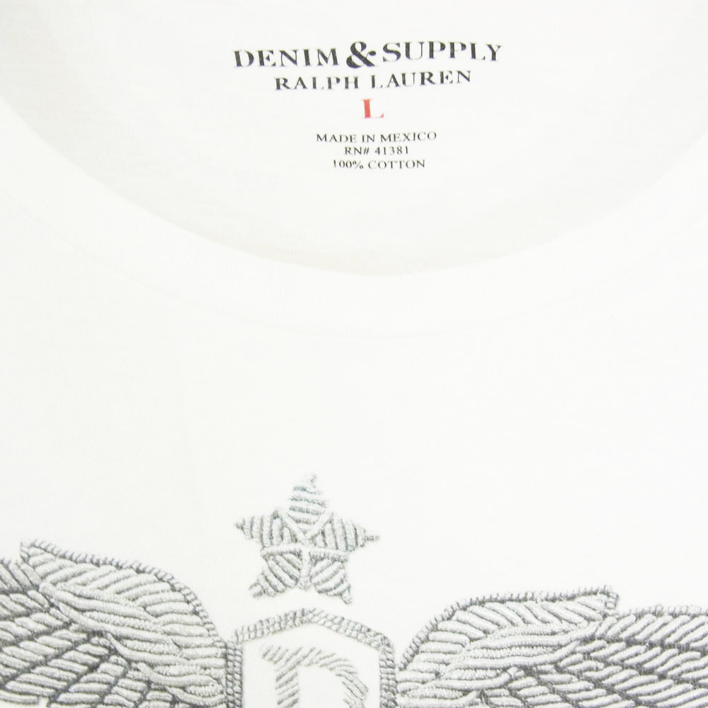 POLO RALPH LAUREN ポロ・ラルフローレン DENIM & SUPPLY デニムアンドサプライ フロント プリント Tシャツ ホワイト系 L【中古】