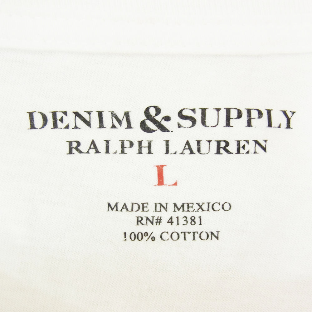 POLO RALPH LAUREN ポロ・ラルフローレン DENIM & SUPPLY デニムアンドサプライ フロント プリント Tシャツ ホワイト系 L【中古】