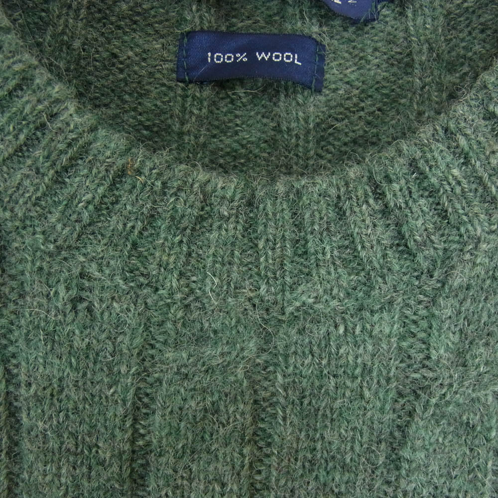 POLO RALPH LAUREN ポロ・ラルフローレン ポニー 刺繍 クルーネック ケーブル ウール ニット グリーン系 L【中古】