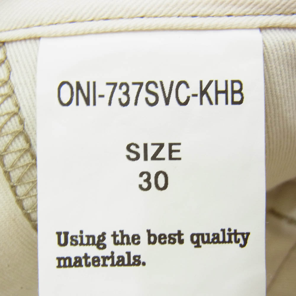 ONI DENIM 鬼デニム ONI-737SVC-KHB 9.5oz セルビッジ チノ トラウザー パンツ ベージュ ブラウン系 30【中古】