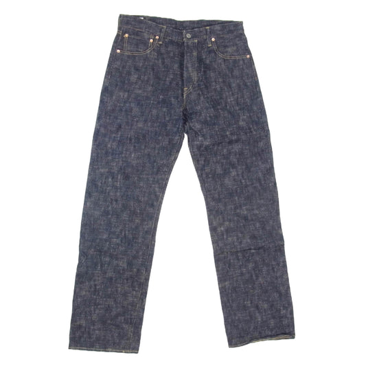 ONI DENIM 鬼デニム ONI-595-Kasuri 17oz 鬼絣 デニム レトロ スタイル ルーズ ストレート パンツ インディゴブルー系 34【中古】