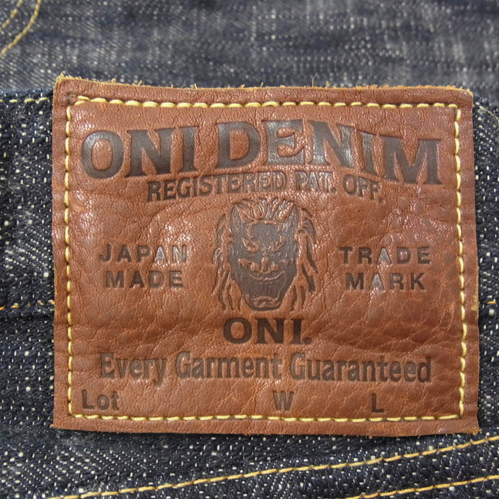ONI DENIM 鬼デニム ONI-595-Kasuri 17oz 鬼絣 デニム レトロ スタイル ルーズ ストレート パンツ インディゴブルー系 34【中古】