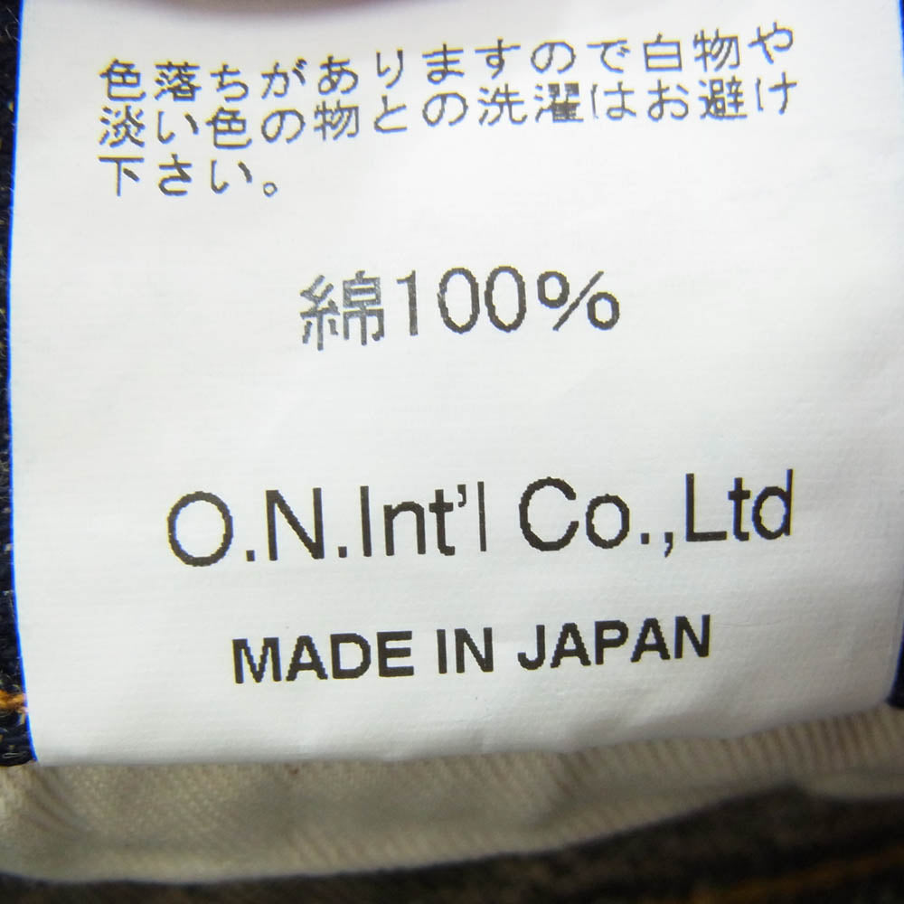 ONI DENIM 鬼デニム ONI-595-Kasuri 17oz 鬼絣 デニム レトロ スタイル ルーズ ストレート パンツ インディゴブルー系 34【中古】