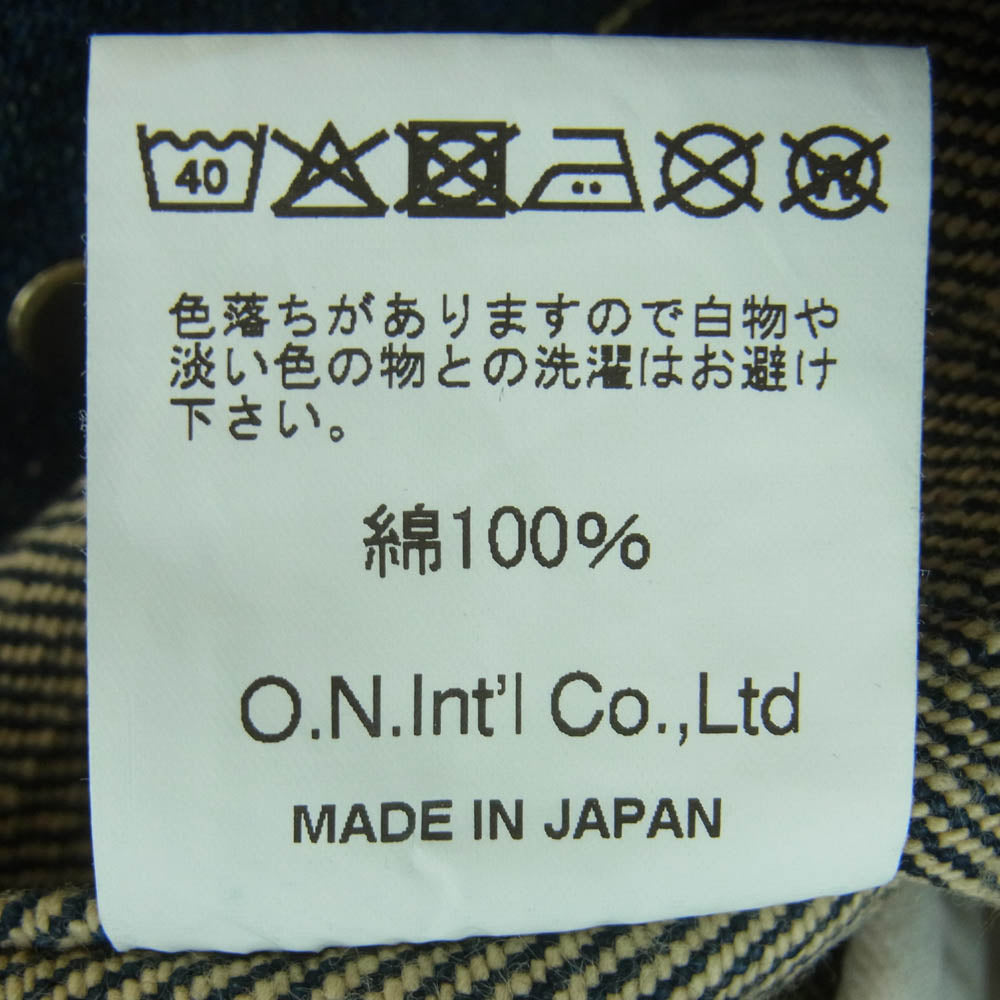 ONI DENIM 鬼デニム ONI-02516PZR-BEG 20oz シークレット デニム 2ndタイプ トラッカー ジャケット Gジャン インディゴブルー系 42【中古】