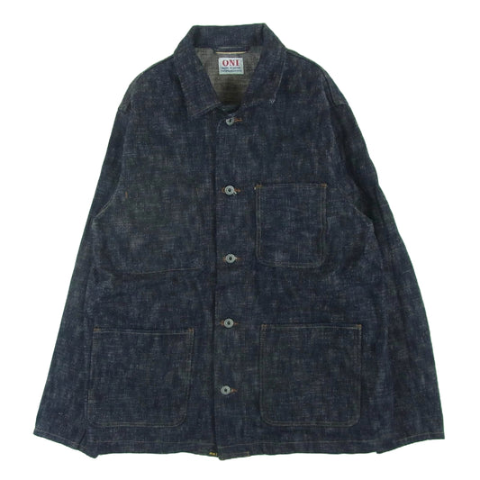 ONI DENIM 鬼デニム ONI-03502 17oz ONI Kasuri Denim Coverall 鬼かすり デニム カバーオール ジャケット Gジャン インディゴブルー系 44【美品】【中古】