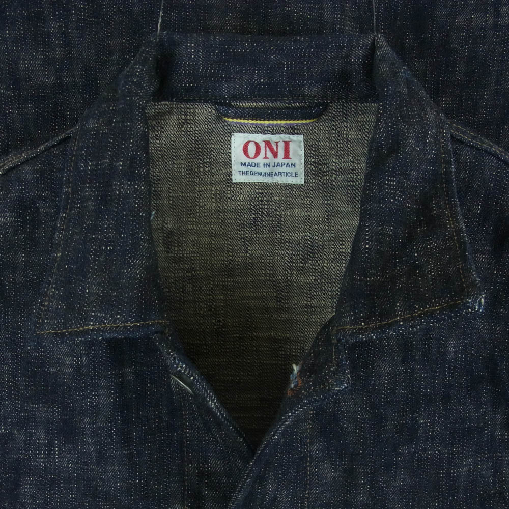 ONI DENIM 鬼デニム ONI-03502 17oz ONI Kasuri Denim Coverall 鬼かすり デニム カバーオール ジャケット Gジャン インディゴブルー系 44【美品】【中古】