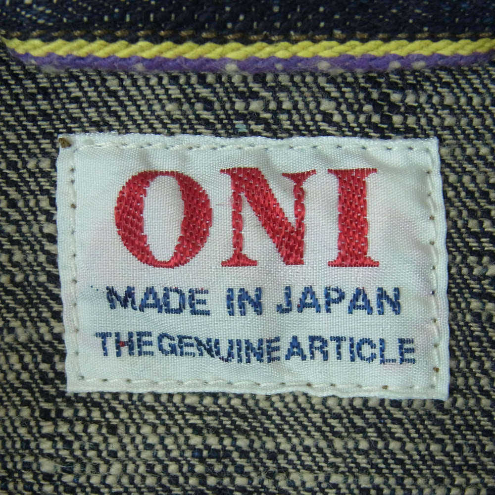 ONI DENIM 鬼デニム ONI-03502 17oz ONI Kasuri Denim Coverall 鬼かすり デニム カバーオール ジャケット Gジャン インディゴブルー系 44【美品】【中古】
