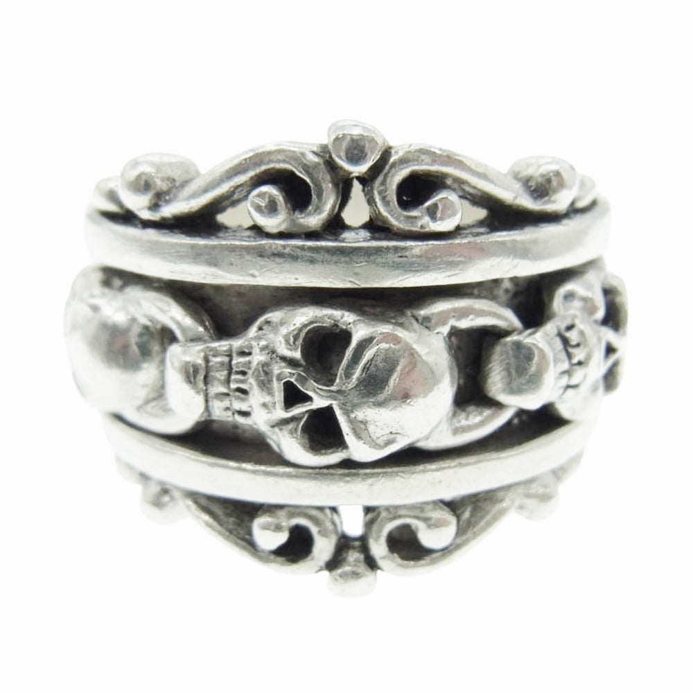 LEATHERS AND TREASURES レザーズアンドトレジャーズ Scroll with skull Ring スクロール ウィズ スカル リング シルバー系 19号【中古】