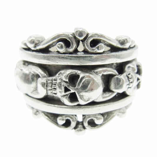 LEATHERS AND TREASURES レザーズアンドトレジャーズ Scroll with skull Ring スクロール ウィズ スカル リング シルバー系 19号【中古】