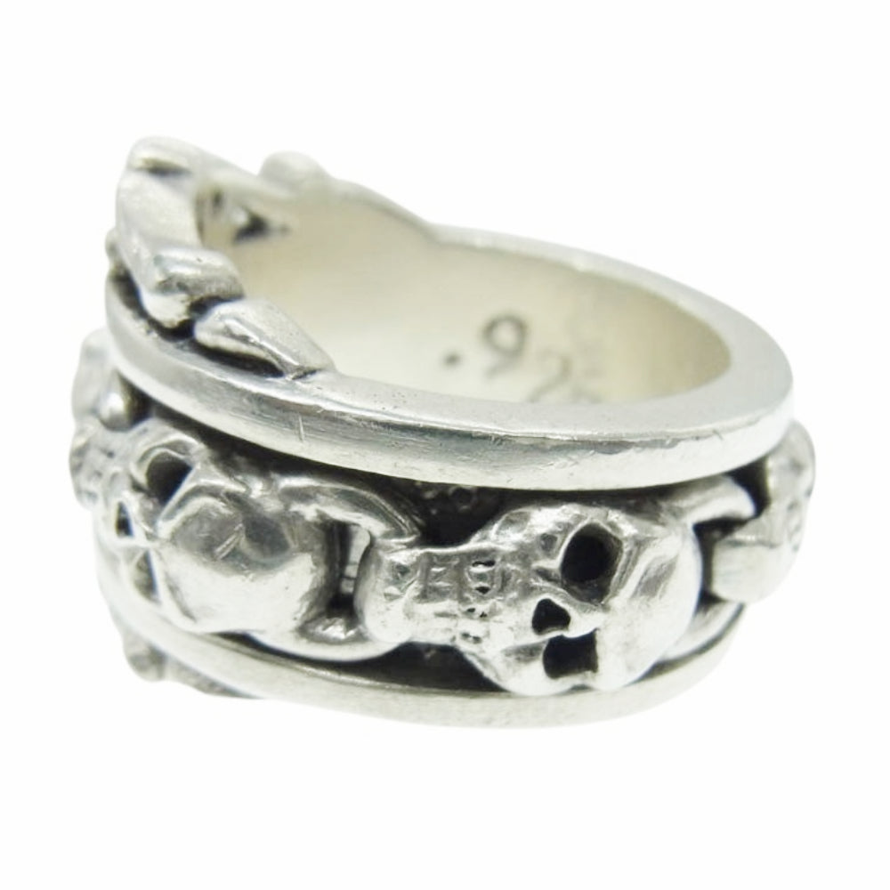 LEATHERS AND TREASURES レザーズアンドトレジャーズ Scroll with skull Ring スクロール ウィズ スカル リング シルバー系 19号【中古】