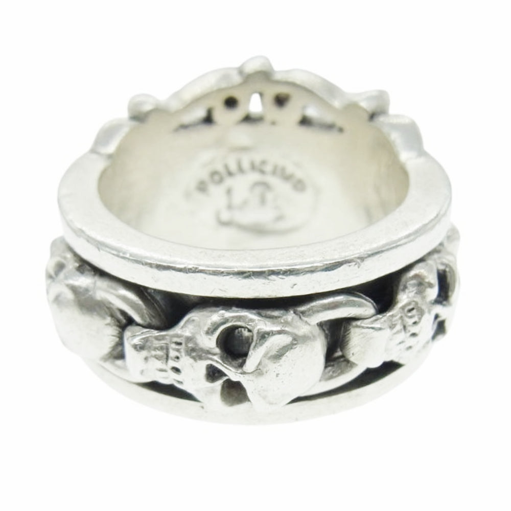 LEATHERS AND TREASURES レザーズアンドトレジャーズ Scroll with skull Ring スクロール ウィズ スカル リング シルバー系 19号【中古】