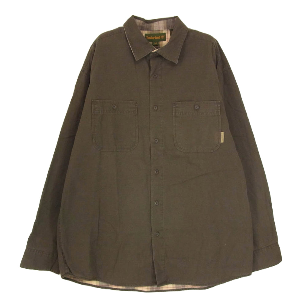 Timberland ティンバーランド 裏地チェック ワーク ロングスリーブ 長袖 シャツ ブラウン系 M【中古】