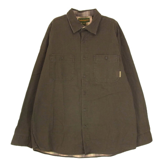 Timberland ティンバーランド 裏地チェック ワーク ロングスリーブ 長袖 シャツ ブラウン系 M【中古】