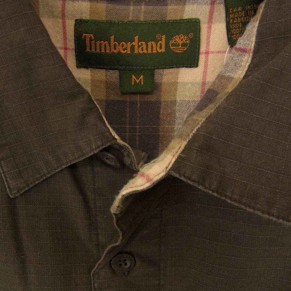Timberland ティンバーランド 裏地チェック ワーク ロングスリーブ 長袖 シャツ ブラウン系 M【中古】