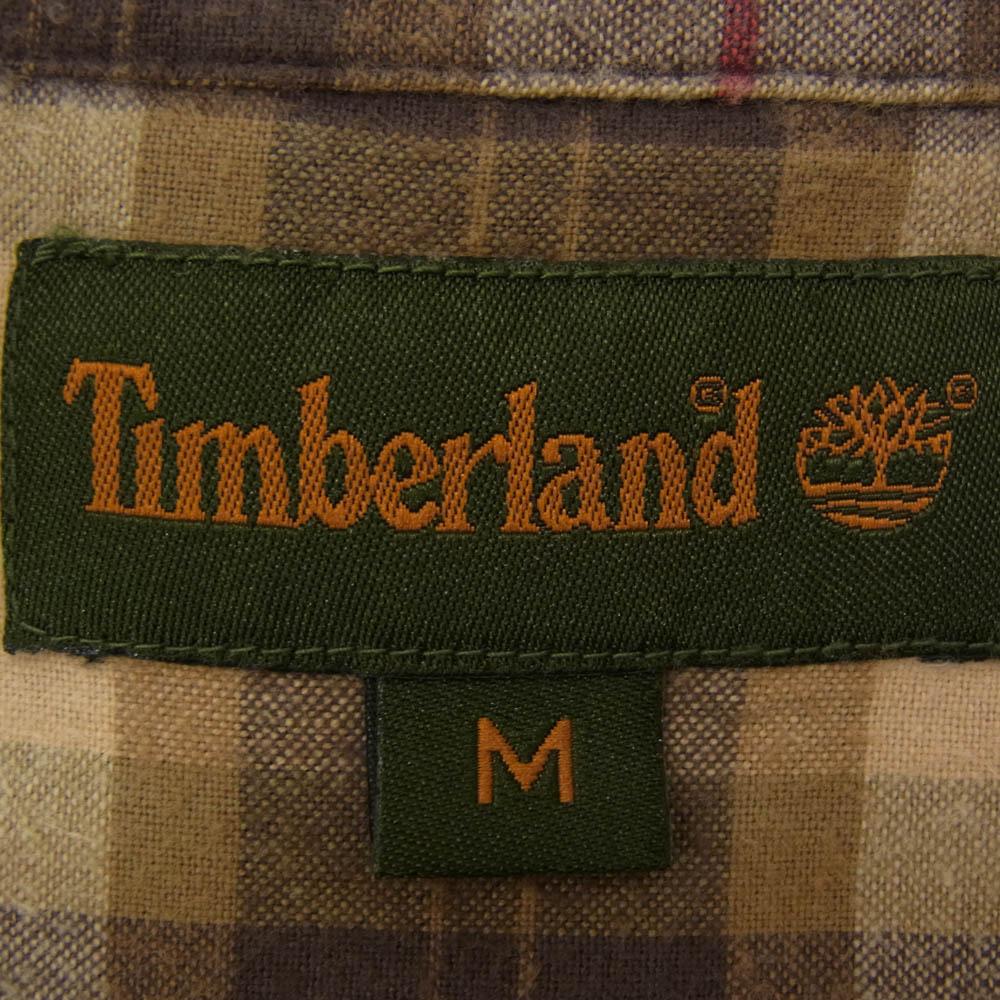 Timberland ティンバーランド 裏地チェック ワーク ロングスリーブ 長袖 シャツ ブラウン系 M【中古】