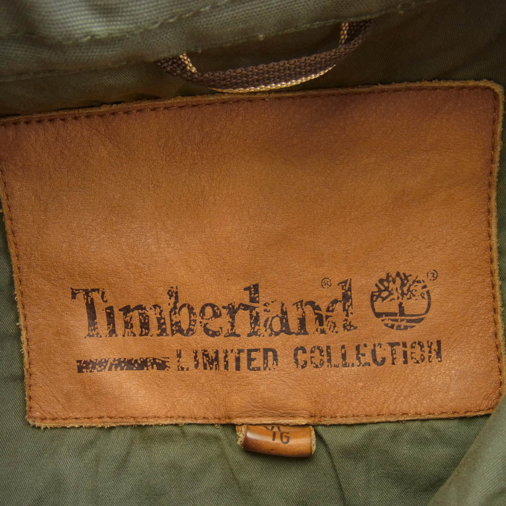 Timberland ティンバーランド 15260 コットン ロゴ刺繍 レザーパッチ ジャケット カーキ グレイッシュオリーブ系 XL【中古】