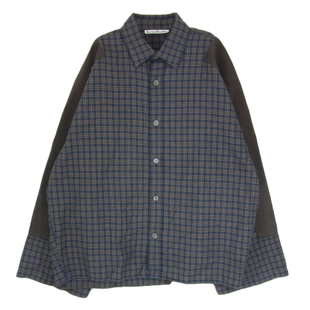 ACNE STUDIOS アクネストゥディオズ FN-MN-SHIR000785 CHECK BUTTON UP SHIRT チェック フランネル ボタンアップ シャツ 長袖 ネイビー系 44【中古】