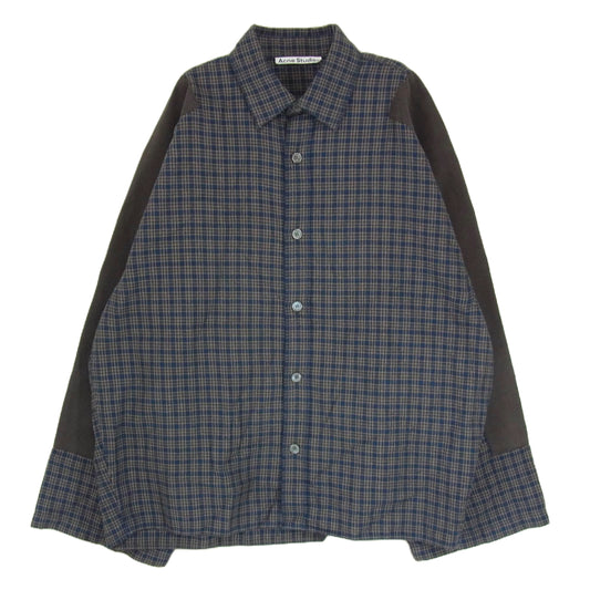 ACNE STUDIOS アクネストゥディオズ FN-MN-SHIR000785 CHECK BUTTON UP SHIRT チェック フランネル ボタンアップ シャツ 長袖 ネイビー系 44【中古】