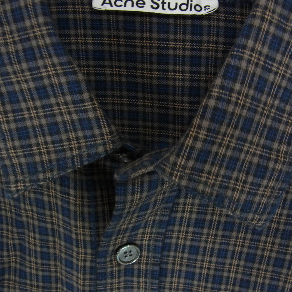 ACNE STUDIOS アクネストゥディオズ FN-MN-SHIR000785 CHECK BUTTON UP SHIRT チェック フランネル ボタンアップ シャツ 長袖 ネイビー系 44【中古】