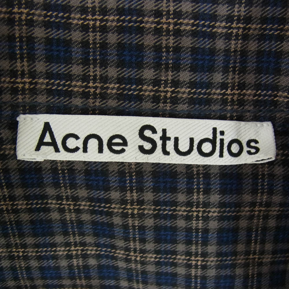 ACNE STUDIOS アクネストゥディオズ FN-MN-SHIR000785 CHECK BUTTON UP SHIRT チェック フランネル ボタンアップ シャツ 長袖 ネイビー系 44【中古】