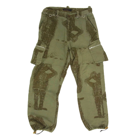 UNDERCOVER アンダーカバー UNDERCOVERISM デザインプリント カーゴパンツ ドローコード カーキ系 M【中古】