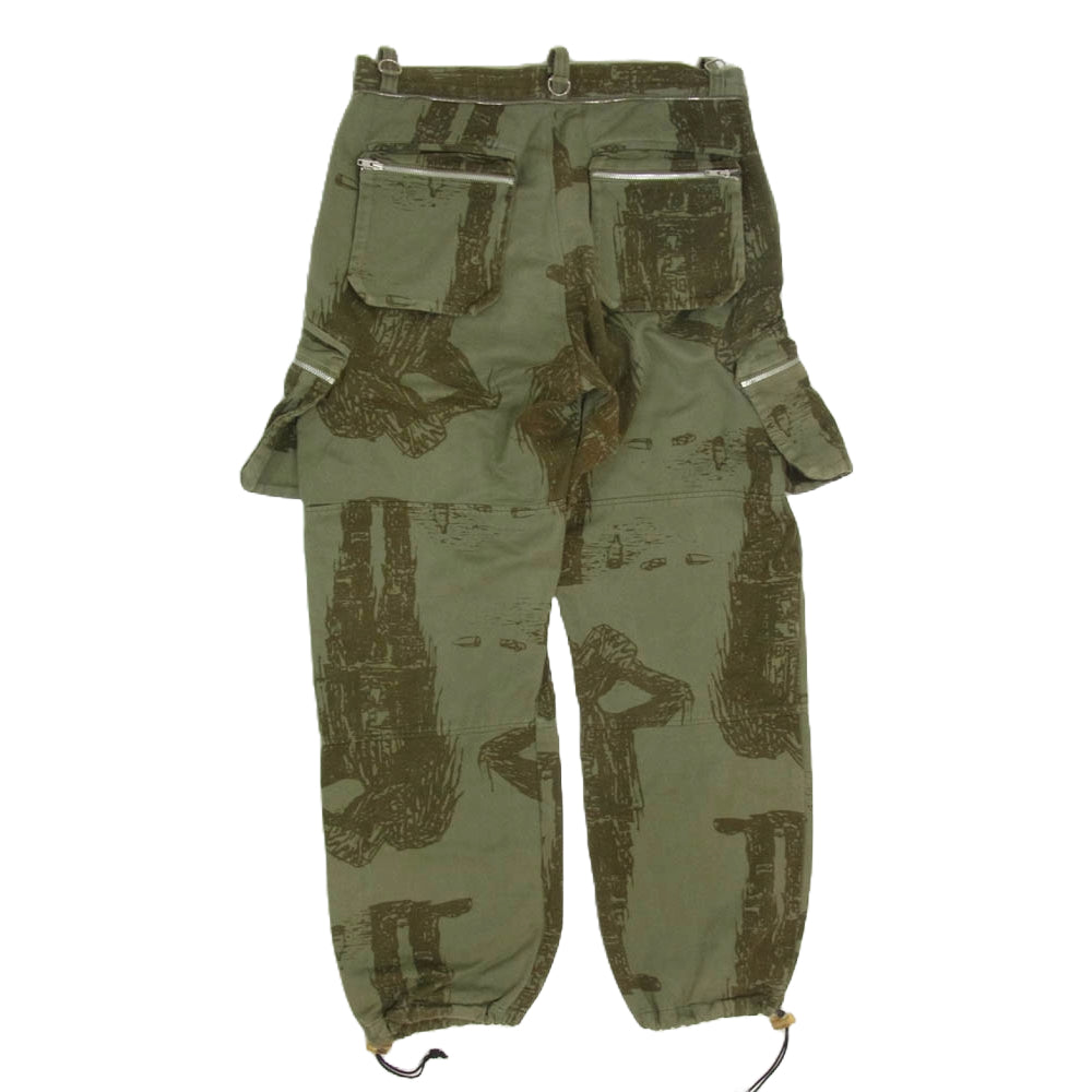 UNDERCOVER アンダーカバー UNDERCOVERISM デザインプリント カーゴパンツ ドローコード カーキ系 M【中古】