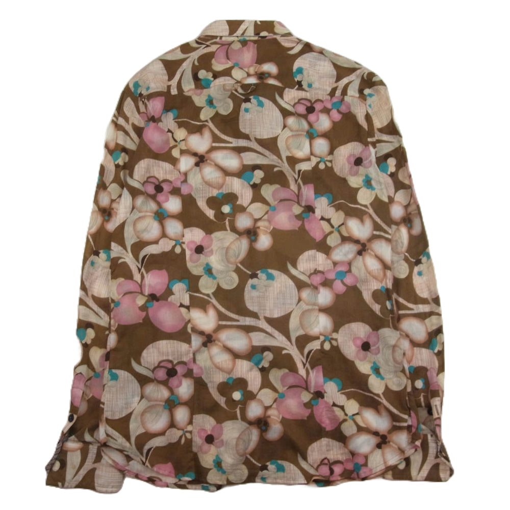 DOLCE&GABBANA ドルチェアンドガッバーナ フラワー 花柄 長袖 シャツ ブラウン系 36/50【中古】