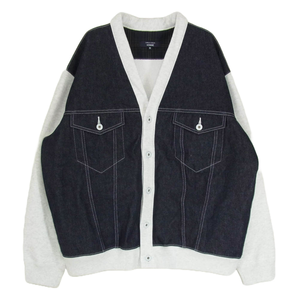 COMME des GARCONS HOMME コムデギャルソンオム 25SS HO-T007 綿反応 デニム スウェット カーディガン インディゴブルー系 M【極上美品】【中古】