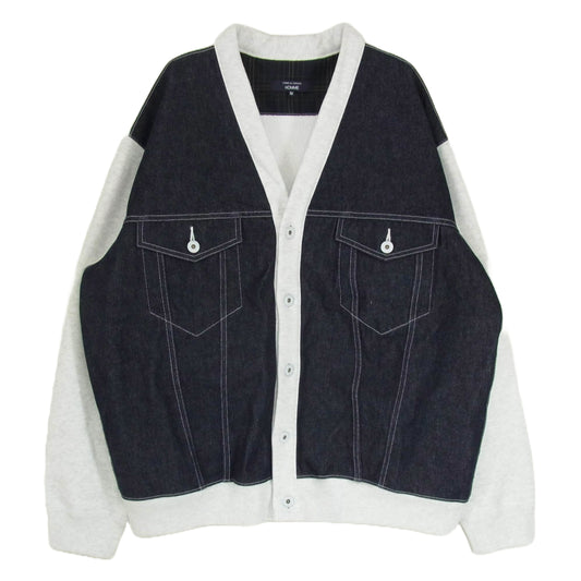 COMME des GARCONS HOMME コムデギャルソンオム 25SS HO-T007 綿反応 デニム スウェット カーディガン インディゴブルー系 M【極上美品】【中古】
