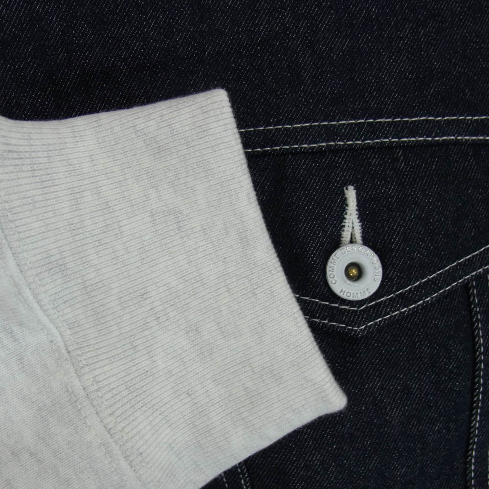 COMME des GARCONS HOMME コムデギャルソンオム 25SS HO-T007 綿反応 デニム スウェット カーディガン インディゴブルー系 M【極上美品】【中古】
