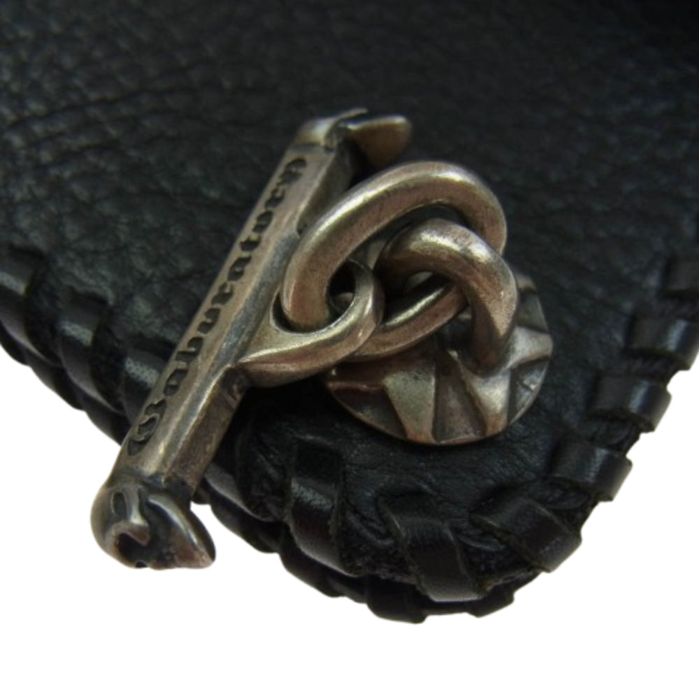 GABOR ガボール Gaboratory ガボラトリー マリア ギャランティ付属 PLAIN BIKER'S WALLET スカルTバー付き プレーン バイカーズ レザー ウォレット ブラック系【中古】