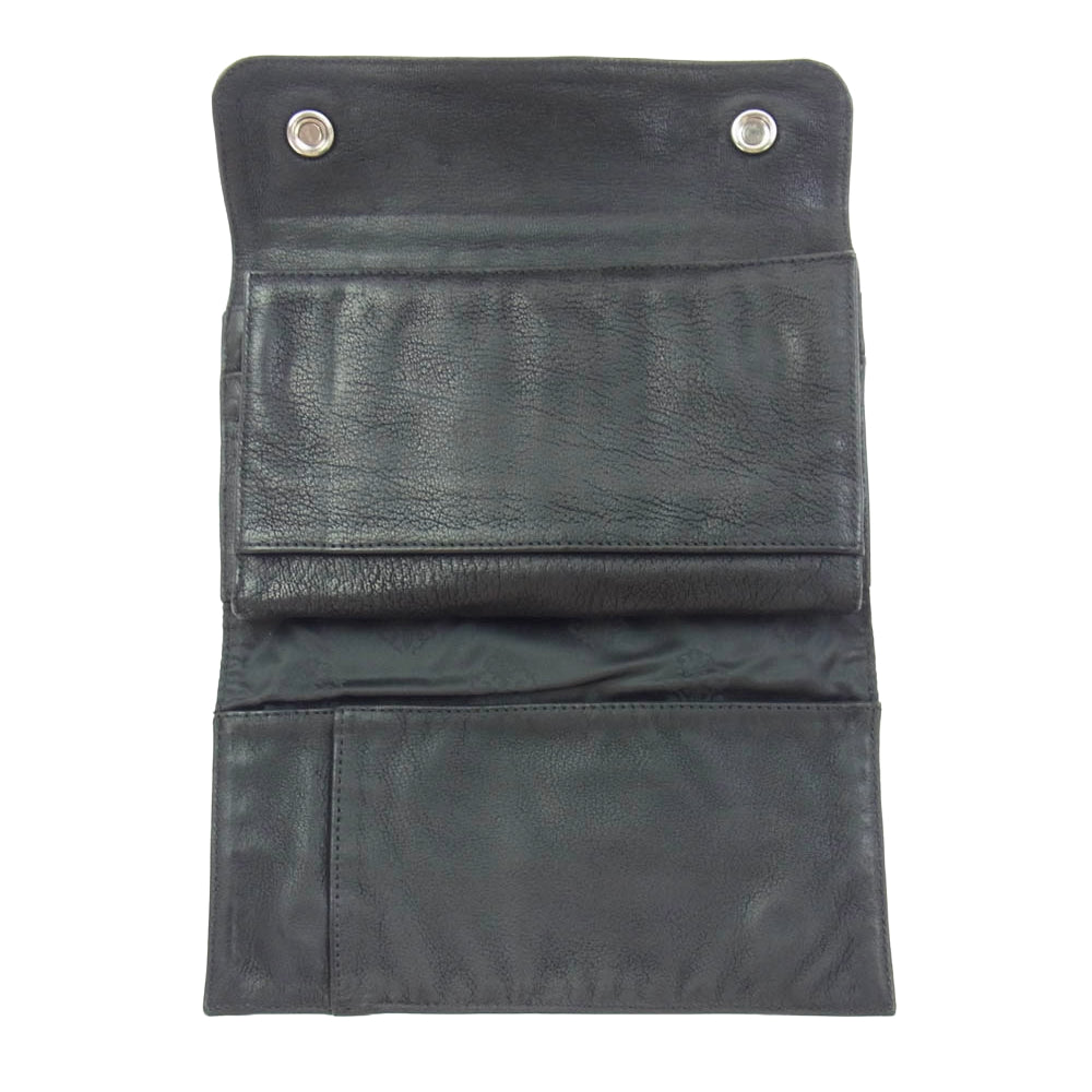CHROME HEARTS クロムハーツ（原本無） WAVE ウェーブウォレット クロスボールボタン ソフトレザー 長財布 ブラック系【中古】