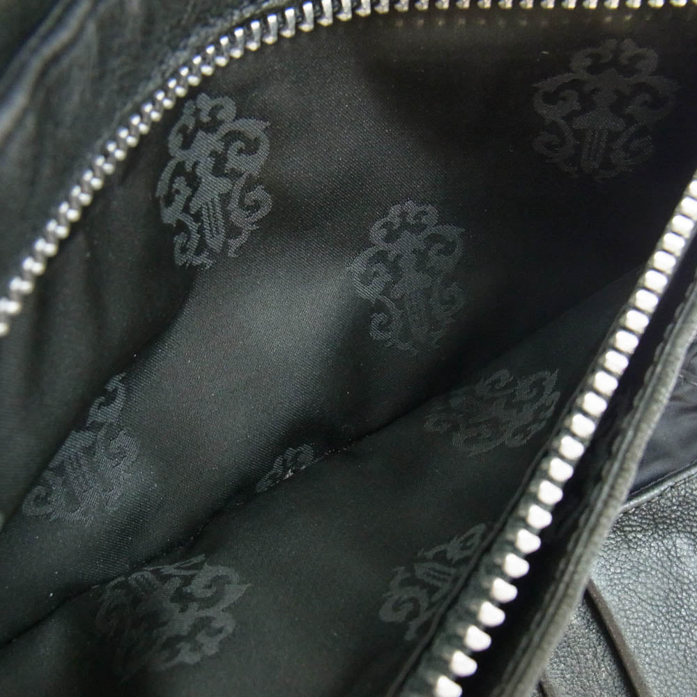 CHROME HEARTS クロムハーツ（原本無） WAVE ウェーブウォレット クロスボールボタン ソフトレザー 長財布 ブラック系【中古】